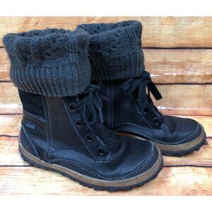 Merrell Dauphine Black Leather Sock Wrap Boots Waterproof Womens 5 (k6k)
